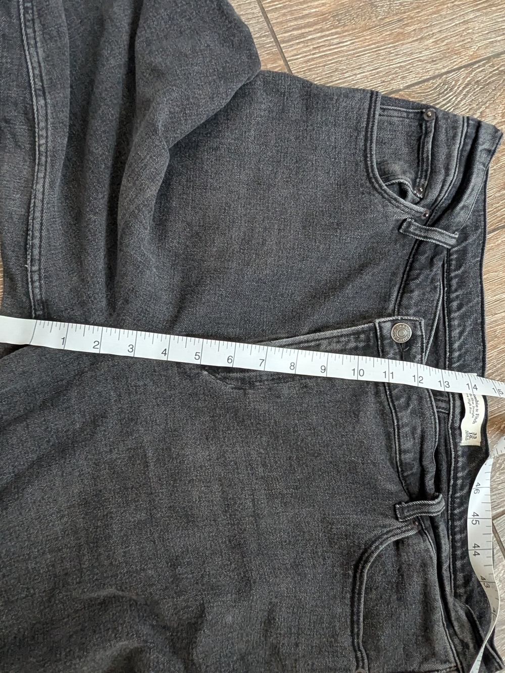 Abercrombie & Fitch 90s Slim Straight Jeans Criss Cross 33 / 16 Long Black - Picture 11 of 15